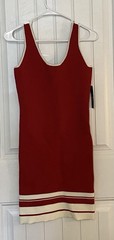 Lulus womens red/ivory knit sleeveless, scoop neck, mini dress. Size Medium