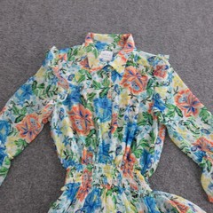 Misa Los Angeles Dress Womens S Multicolor Floral Chiffon Maxi Smocked Boho