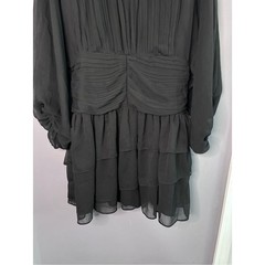 Express Black Balloon Sleeve High Neck Open Back Dress 8