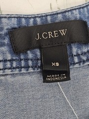 J Crew Chambray Short Sleeve Drawstring Waist Pockets Mini Dress Womens Xsmall