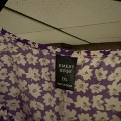 Emery Rose Purple White Floral Tiered MIDI Dress Modest Shein 2X A2021