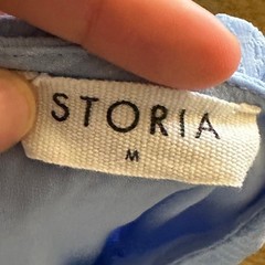 Storia Light Blue Button Dress 100% Polyester Cottagecore Chic Ruffle Hem