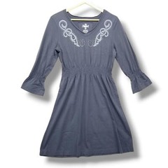 Ariat Jersey Knit Western Dress Womens Medium Dusty Blue Embroidered Studded