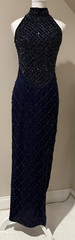 LAURENCE KAZAR Womens Vintage Beaded Navy Blue Evening Occasion Dress – Sz P