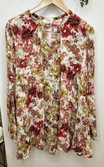 Umgee Women’s Floral Oversized Swing Dress Keyhole Opening Bell Sleeves Sz Small