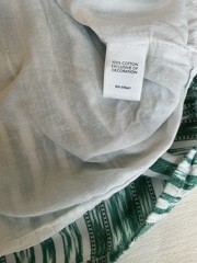 J. Jill Shift Dress XL Green White Striped Embroidered V-Neck Sleeveless Knee
