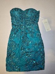 NEW Stacees Prom Homecoming Formal Dress Teal Sequin Embroidery W/ TAGS