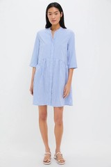Tuckernuck Blue Stripe Royal Shirt Dress M Pockets Preppy Classic Coastal Chic