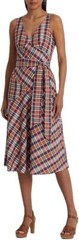 Lauren Ralph Lauren Belted Cotton Madras S Burgundynavy Multi 0 2 4 8 10 16 18