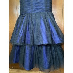 ML MONIQUE LHUILLIER Blue Black Tulle Polka Dot Trumpet Gown Dress sz 2