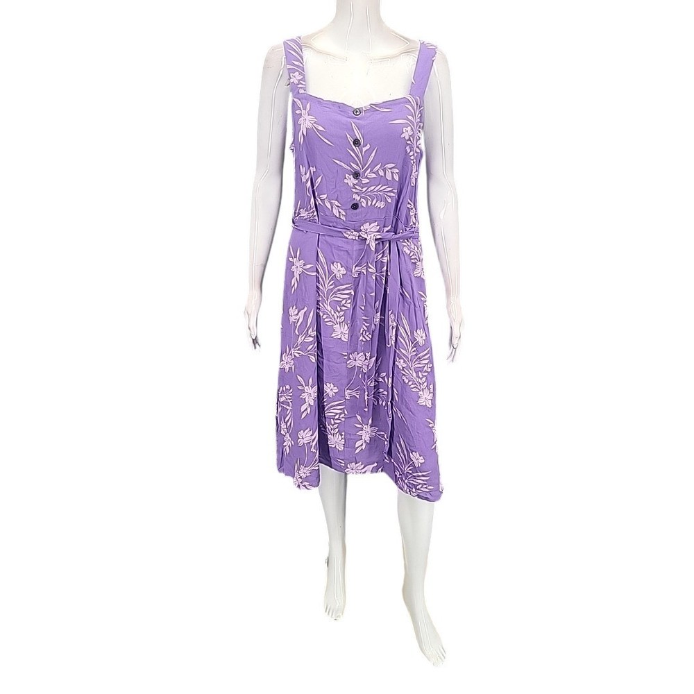 Candace Cameron Bure Womens Printed Dress with Belt Petite Medium Size Violet