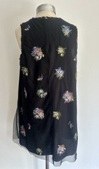 Sportmax Black Mesh Embroidered Whimsy Cottagecore A Line Dress Wedding Guest L