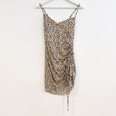 Lottie Miss x Pacsun Leopard Print Crepe Ruched Tie Mini Dress Party Clubwear XS