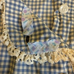 True VTG 30&rsquo;s 40&rsquo;s Blue White Gingham & Lace Farm Prairie Dress Pockets Sz S/XS
