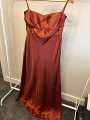 Ladies Strapless Rusty Orange Debut Prom Dress