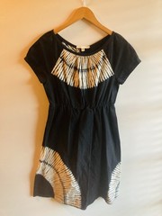 Burning Torch Tie-Dye Dress P Raglan Sleeve Boatneck Designer Black Pull-On