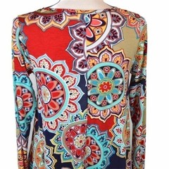 Pink Lily Mini Paisley Print Long Sleeve Shift Dress with Pockets, Size Small