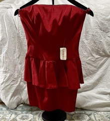 VTG! NWT! A.J. Bari For Saks Fifth Ave |Red Strapless Peplum Dress | Size: 4