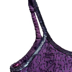 Plum Purple Beaded Mini Dress Sequin Embellished Party Cocktail Glamour Size 12