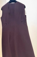 CHADO Ralph Rucci Brown Double Faced Wool Crepe Cutout Detail Sleeveless Dress