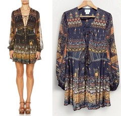 RARE Camilla Short Peasant Dress Bliss Of Bohemia Size M RRP $749 Silk Sold Out
