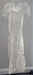 Sleeper Marquise Floral Linen Dress In White w/Black Micro Dots – Size Small