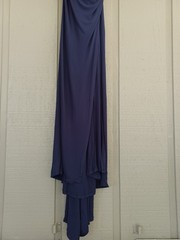 Staud Julius High Slit Gown Size XS Women Open Back Cowl Halter Neck In Navy
