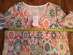 Women&rsquo;s Floral Shift 3/4 Flutter Sleeve V-Neck Lightweight Boho Dress Size S NWT
