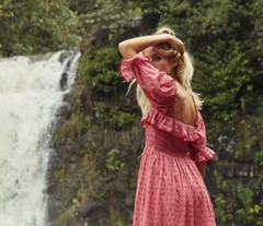 do*EN Square neck polka dot embroidered dress