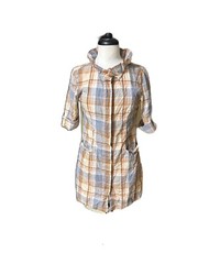 Anthropologie Little Yellow Button Shirt Dress Medium Plaid Cottage Coquette