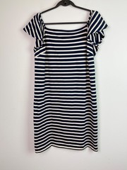Lauren Ralph Lauren Size XL Navy Off White Striped Dress Nautical Coastal Preppy