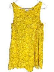 HD in PARIS Anthropologie Dress Size 6 Yellow Floral Sketch Boho Beach Peasant