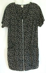 Wilfred Black and Brown Front Pockets Full Zip Silk Short Sleeve Dress XS EUC