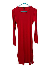 Wild Fable Womens Dress M Red Long Sleeve Keyhole Recycled Polyester Side Slit