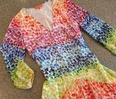 VILAGALLO New! Rainbow Leopard Animal Print Tiered Short Dress NWOT Sz 38 (US 4)