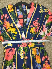 Vintage Miss Bierner Dress Womens 8 Floral 60s 70s Nylon Maxi Kimono Sleeve Boho
