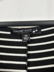 Living Doll Women Dress 3X Knit Short Striped Sleeveless Black White USA