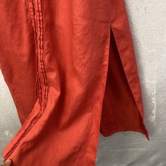 Due per Due Linen Button Up Dress Womens 10 Red Sleeveless Maxi Summer Pleated