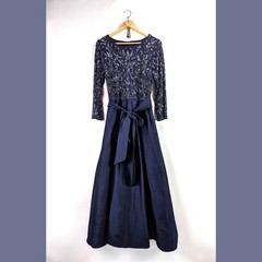 $268 Pisarro Nights Womens Sequin Bodice Evening Gown Blue Size M