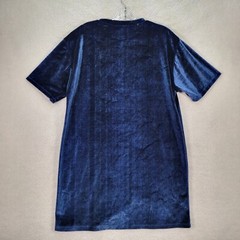 Black Moniker Womens Dress Size L Blue Faux Velvet Round Neck Flowy A Line Shirt