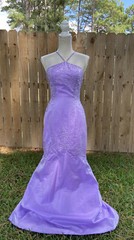 Party Time Purple Beaded Trumpet Mermaid Formal Dress Women’s Size 8 Low Back