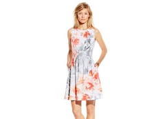 VINCE CAMUTO Pleated Fit and Flare Dress w/Hidden Zipper & Pockets -Sz.-14 NWT