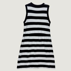Johnston & Murphy Womens Black White Striped Cotton Sleeveless Knit Dress S