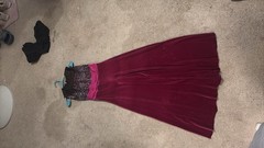 XOXO Juniors 9 Purple/Black Velvet Sequin Keyhole Sleeveless Long Gown