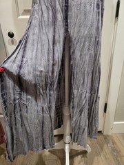 POL Tie Dye Halter Maxi Dress Gray Boho Flowy Slit Keyhole Back Size S NWOT