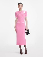 Self Portrait Pink Sweet Diminished Knitted Dress MAXI dress sexy women SML NEW