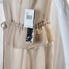 Sheer Button-Down Dress With Drawstring Waist & Ruffle Hem Size 6 Kensie NWT