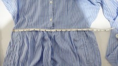 ECI Bow Cuff Railroad Stripe Cotton Shirt Dress Button Front Long Sleeves Sz 12