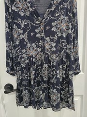HINGE Navy Print Tunic Oversize Dress Please See Measurements Tag Says S EUC