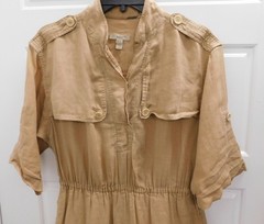 Burberry Brit Women&rsquo;s Sand Ramie Woven Trench Shirt Dress Size US 8 AS-IS